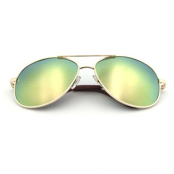 Classic Aviator Sunglasses - Metal Frame With Mirror Lens & 100% UV400 Protection