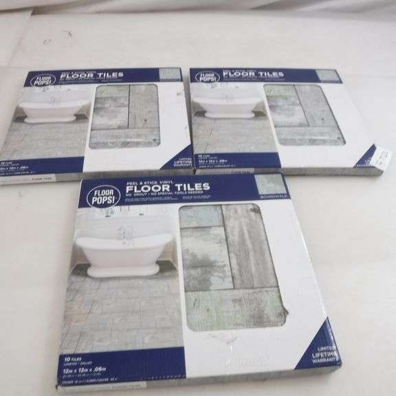 Lot of 3 Packs Peel & Stick Vinyl Floor Tiles 10 Pack, 12" x 12