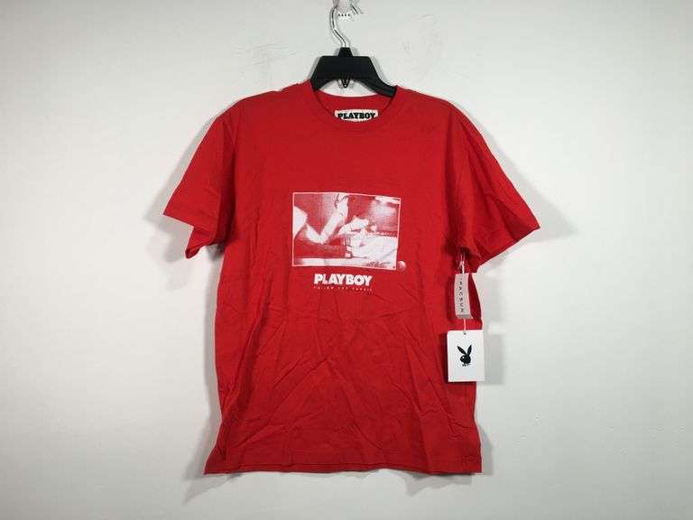 Red Playboy Print Round Neck T-Shirt