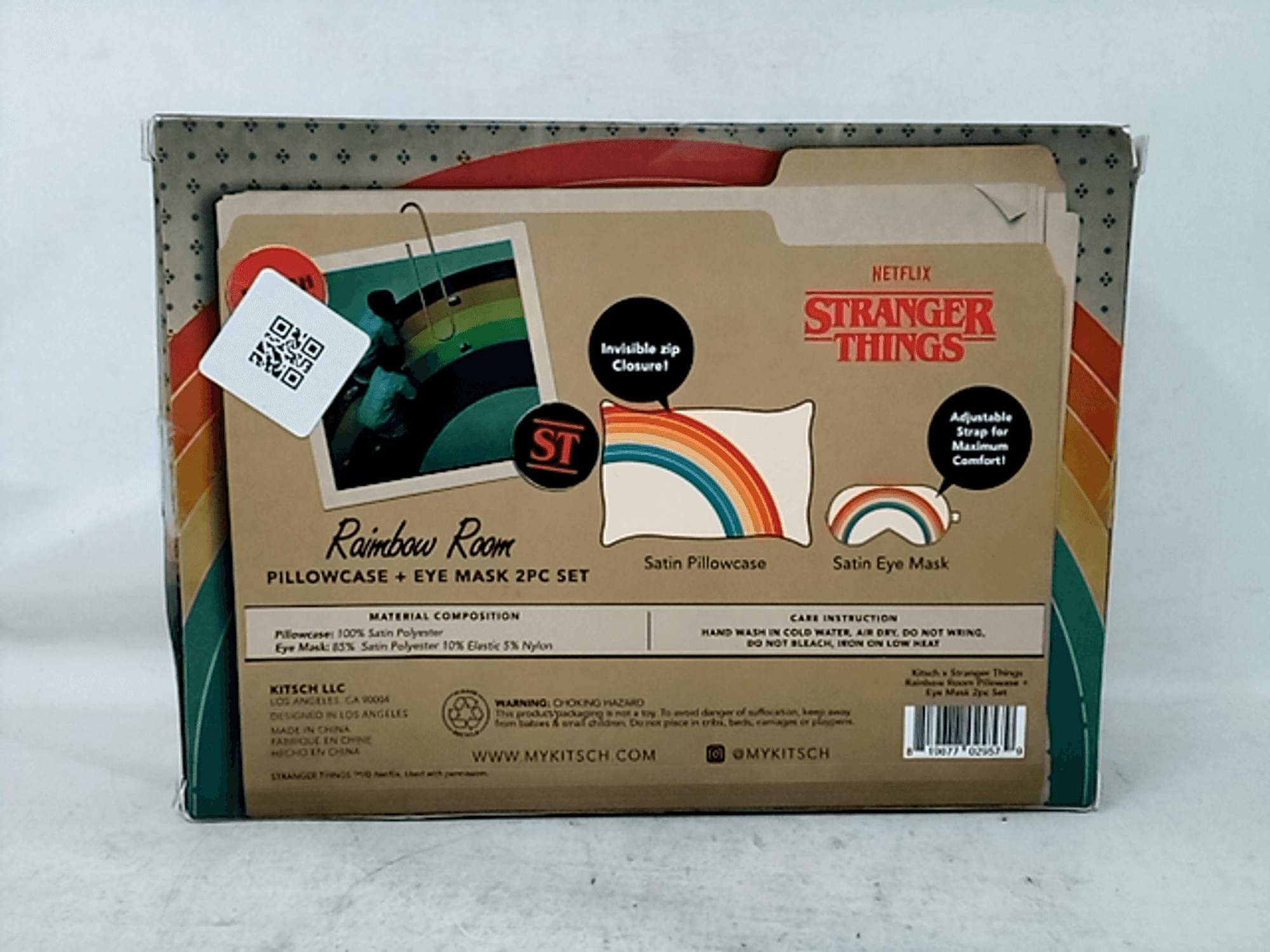Kitsch x Stranger Things Retro TV Rainbow Set Pillowcase + Eye Mask Set NWT Stranger Things x Kitsch Rainbow Room Pillowcase + Eye Mask  main image 2