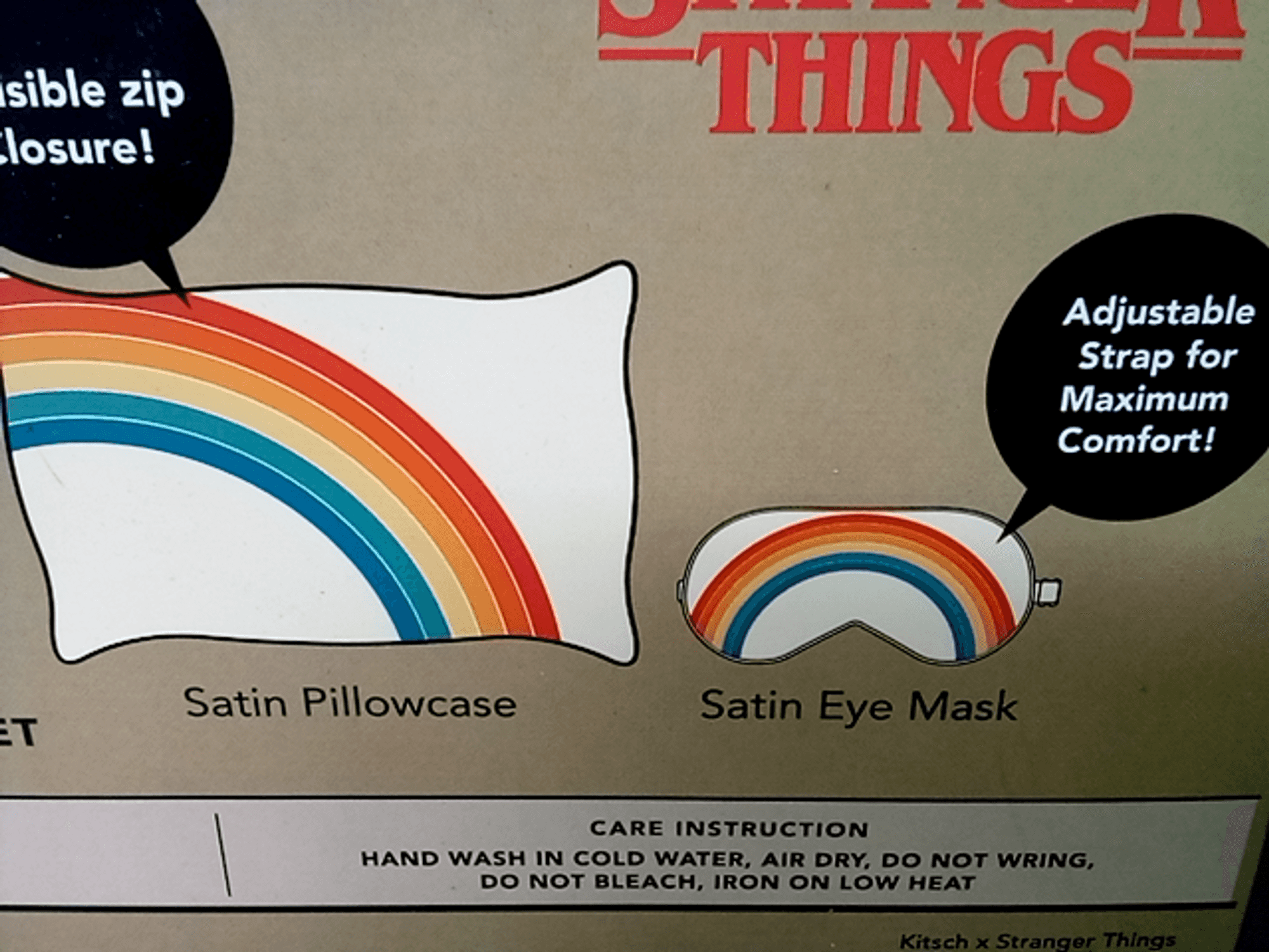 Kitsch x Stranger Things Retro TV Rainbow Set Pillowcase + Eye Mask Set NWT Stranger Things x Kitsch Rainbow Room Pillowcase + Eye Mask  main image 4