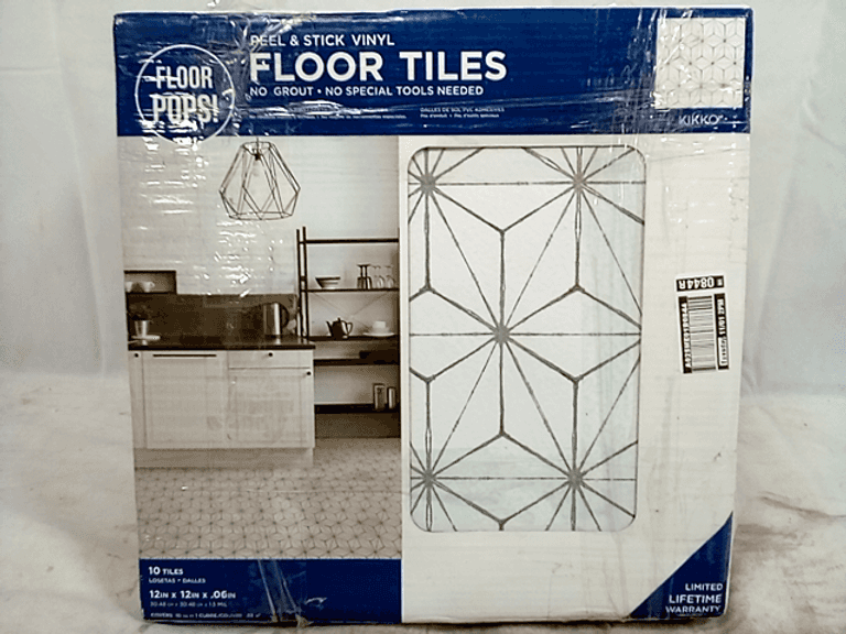 thumbnail image 2 of Villa Peel And Stick Floor Tiles - Black & White Gothic Design (10 Tiles, 10 Sq.ft.) 2 of 13