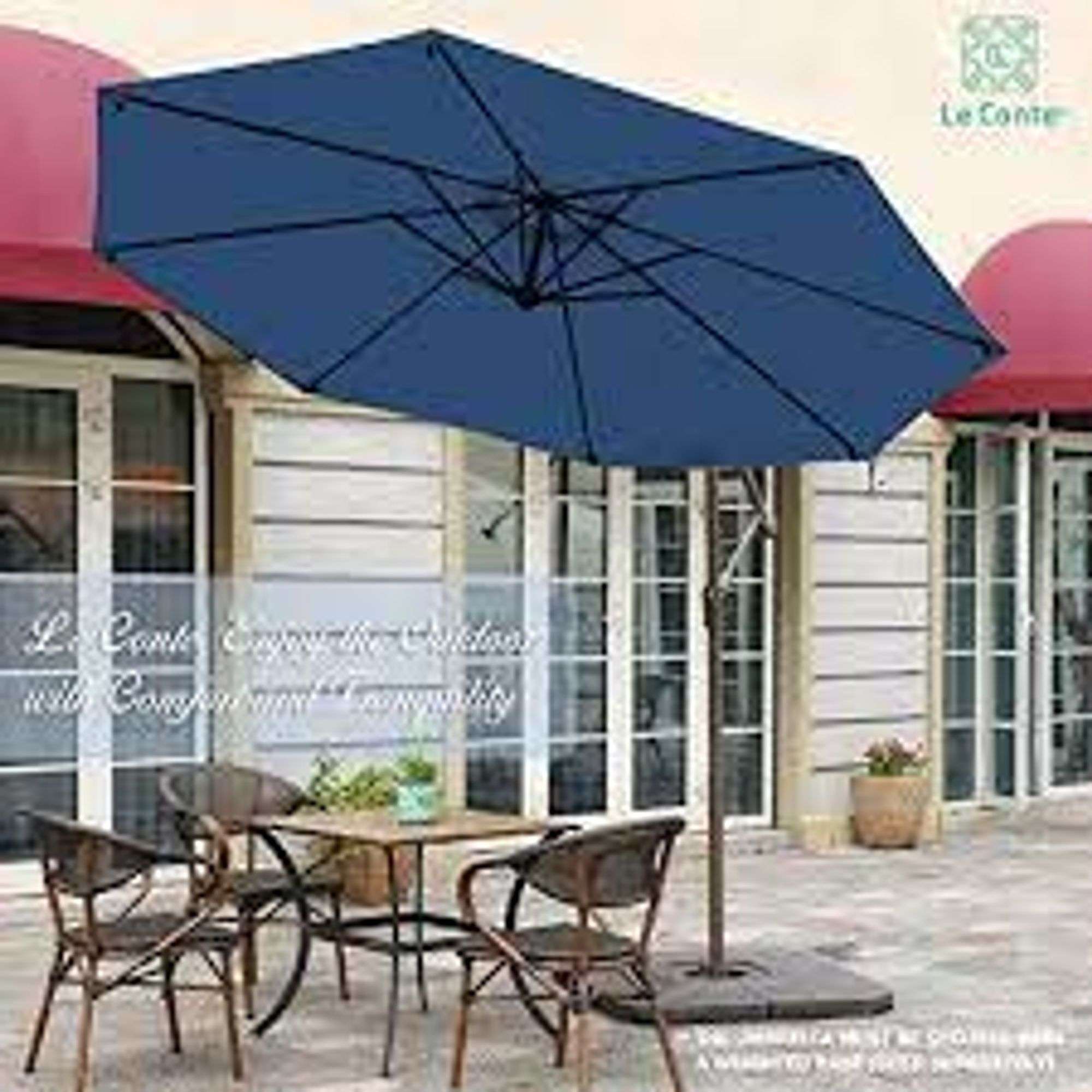 le conte patio umbrella 10ft with Base Included, Outdoor Offset Cantil Hint Capital This large offset outdoor umbrellas opens and closes with an crank LE CONTE 10ft Cantilever Patio