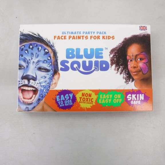 Blue Squid Face Paint Kit for Kids 22 Colors, 160pcs, Ultimate Face Painting Kit, Stencils