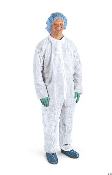Medline CRI3001 Medium Weight Spun-Bound Coveralls, Open Wrists and ...