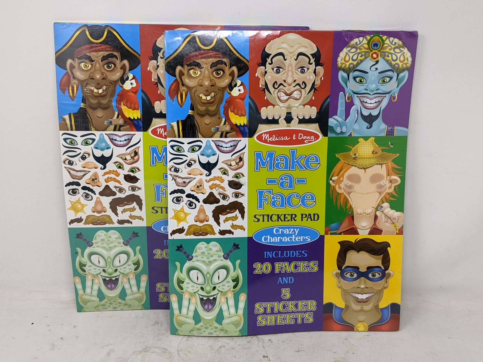 Lot Of 2 Melissa & Doug: Make A Face Sticker Pad - Crazy