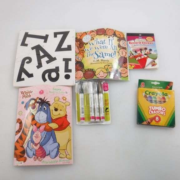 Assortment Of Coloring Activities: 8 Pack Jumbo Crayola Crayons, Winnie ...