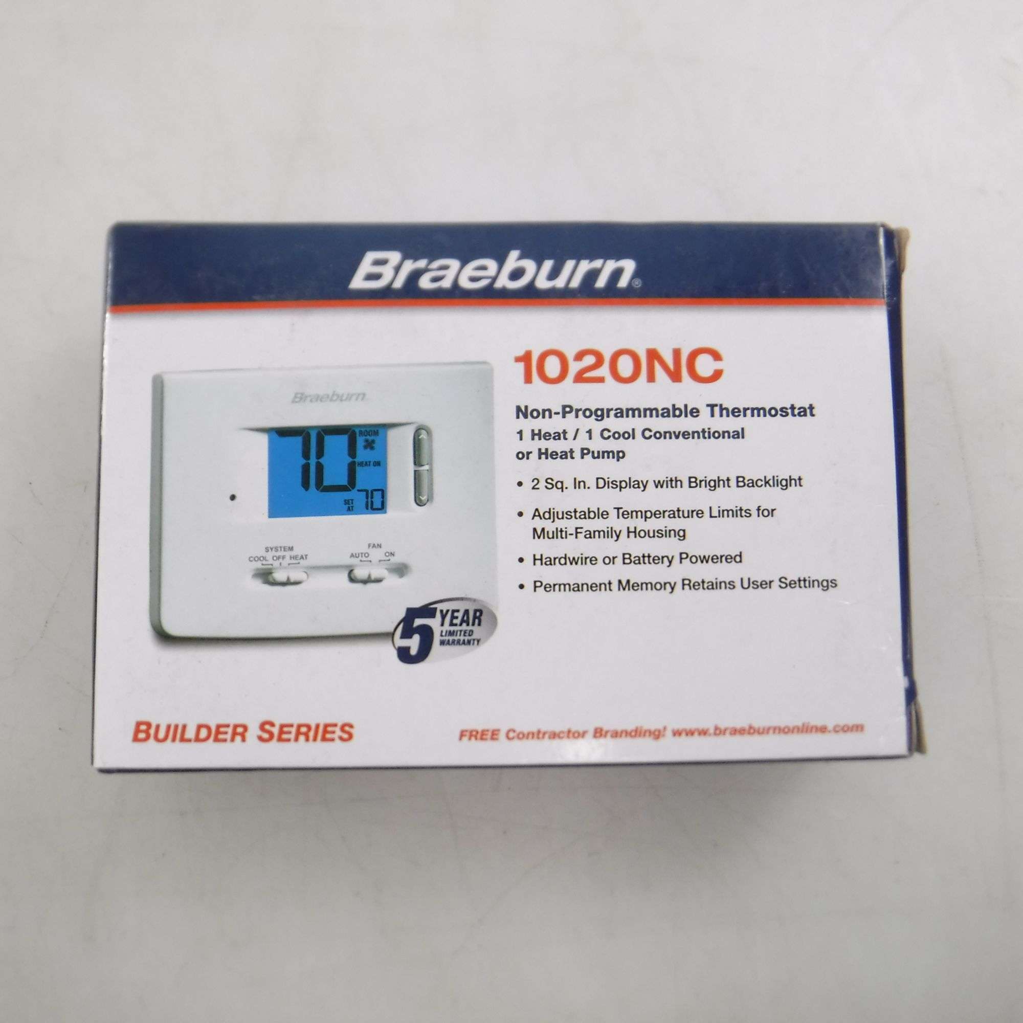 Braeburn 1020NC Single-Stage Dual Powered Thermostat, Non-Programmable -  Dutch Goat