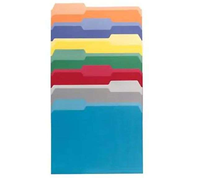 Quill 100 Pack Assorted Color Standard File Folders Letter Size Dutch