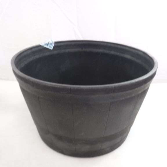 Red Shed 25" Plastic Whiskey Barrel Planter, Gray - Dutch Goat