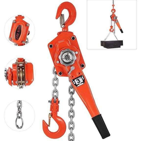 Dutch And Ratch Vevor Manual Lever Chain Hoist - 3 Ton 20 Foot Ratchet Chain Hoist ...