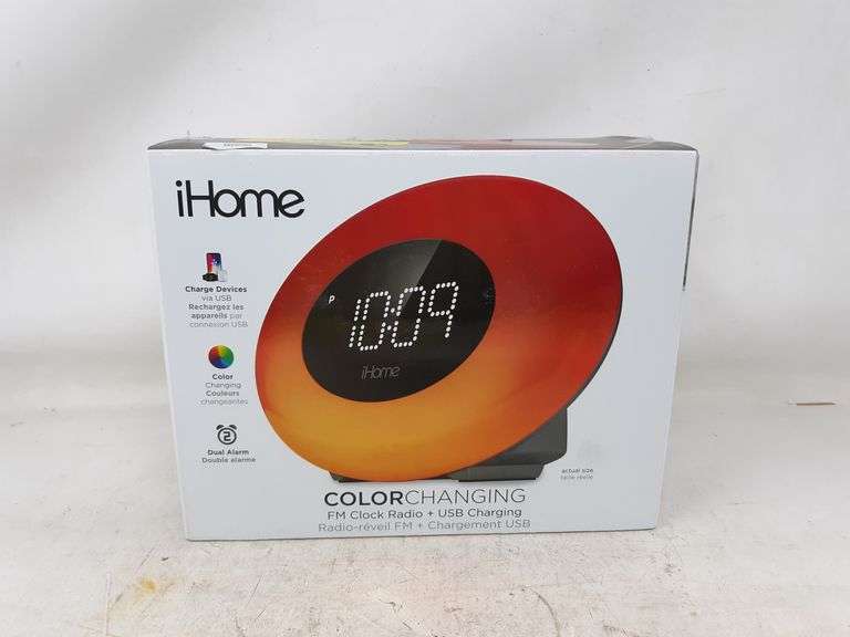 iHome Color Changing Alarm Clock with FM Radio and USB Charging Dutch