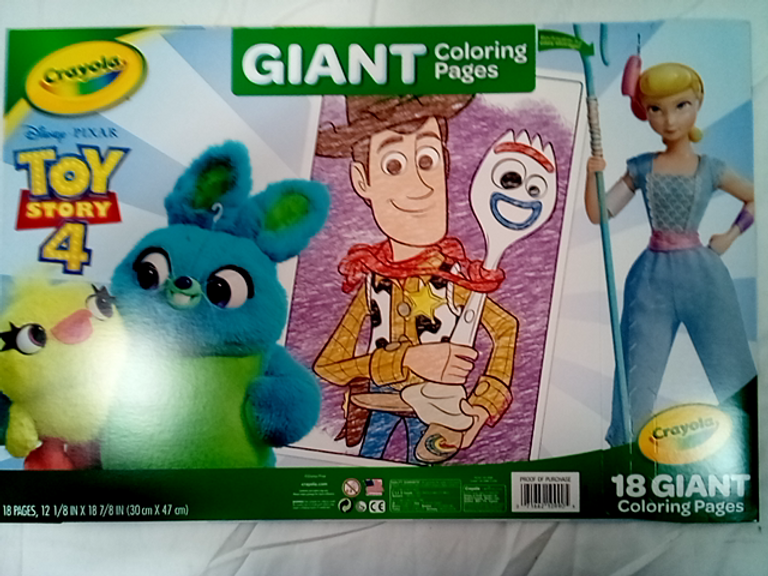 Lot of 4 Crayola Giant Coloring Pages Toy Story 4 Pack - 18 Pages in ...