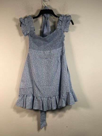 Women's Shein Floral Ruffle Sleeve Wrap Dress in Blue - Medium - Dutch Goat Women's Shein Floral Ruffle Sleeve Wrap Dress in Blue - Medium - Dutch Goat