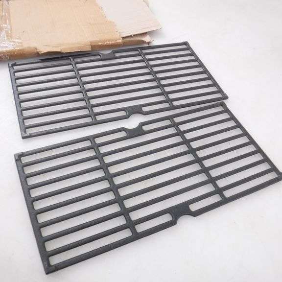 Lot Of 2 Cast Iron Grill Grid Plates, 8" x 17" Black Dutch Goat