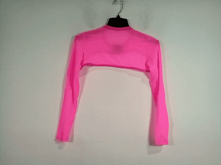 pink mesh crop top long sleeve