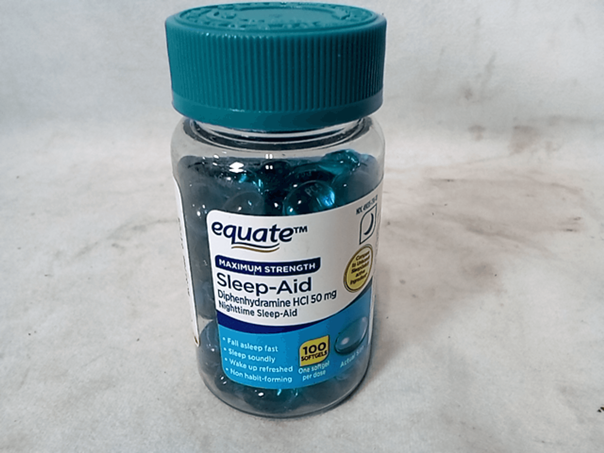 Equate Maximum Strength Sleep Aid Softgels – 100 Count, Exp 2027, USA Made, Ships Worldwide