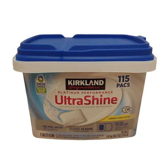 Kirkland Signature Platinum Ultrashine Dishwashing Detergent, 115 Pacs Dutch Goat