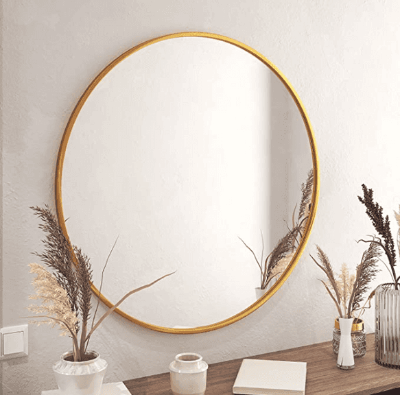 Gold Circle Wall Mirror 36 Inch Round Wall Mirror for Entryways Dutch