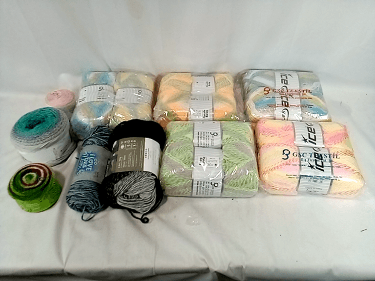 Assortment of 15 Mix Of Different Colors & Brands Of Yarns For Sewing