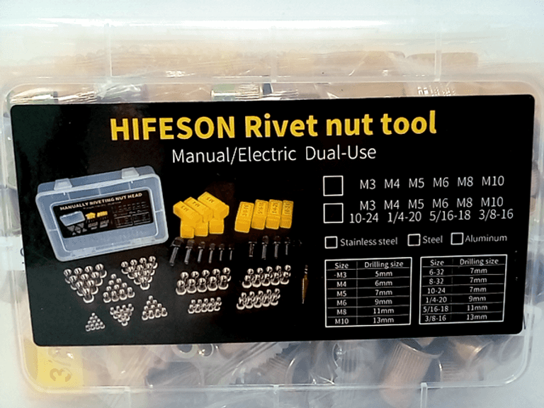 Rivet Nut Tool HIFESON Hand Kit - Metric & SAE Set With 30 Steel