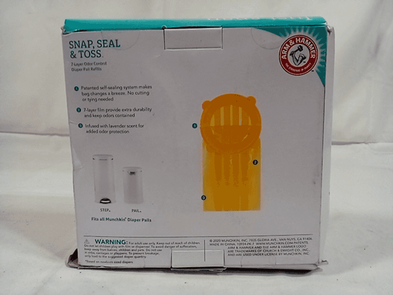 Munchkin, Arm & Hammer Diaper Pail Snap, Seal And Toss 20 Refill Bags