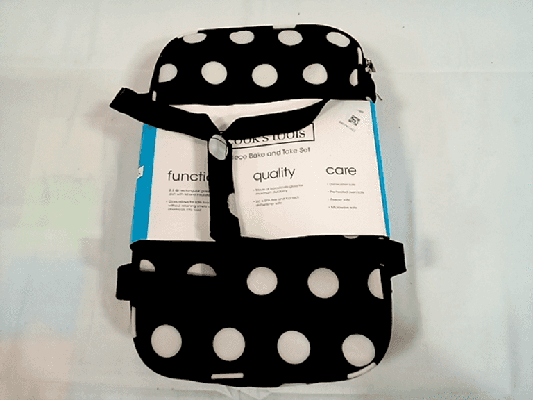 Cook's Tools 3Piece Bake & Take Set w/ Black & White Polka Dot Carrier