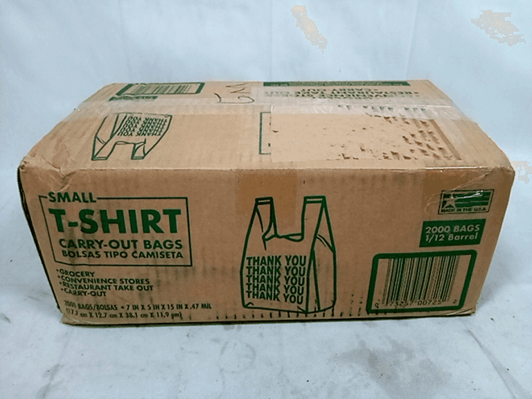 Small TShirt CarryOut Bags 1000 Bags 1/6 Barrel 7"x5"x15"x.47mil