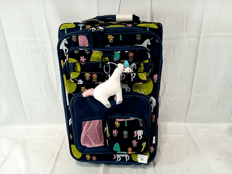 Crckt Kids' SoftSide Carry On Suitcase, Unicorn, Navy Blue, MultiColor