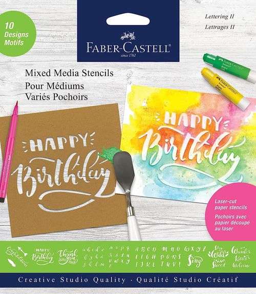 Faber Castell Mixed Media Paper Stencils 10 Reusable Graphic Stencils