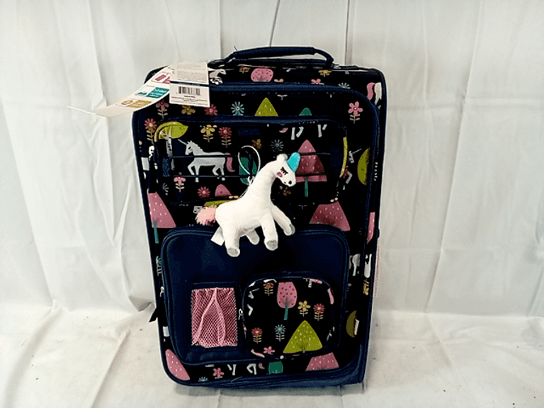Crckt Kids' Softside Carry On Suitcase, Unicorn, Navy Blue, MultiColor