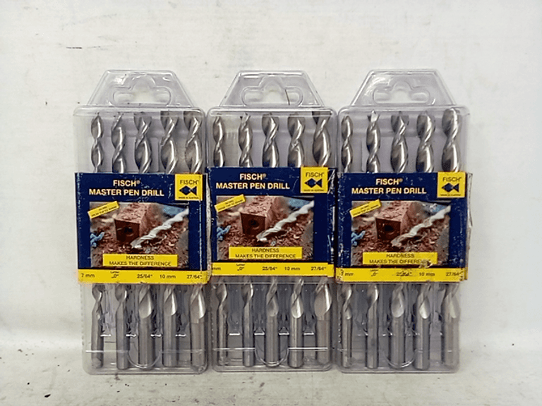 Lot of 3 Fisch Pen Drill 5piece Set Includes 7 Mm 10 Mm 25/64" 27/64