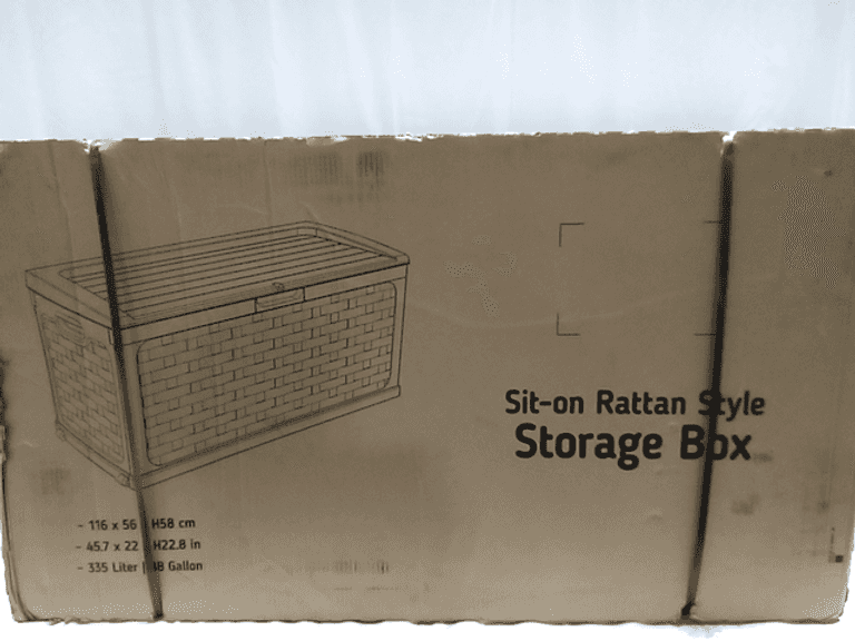 Starplast, 88 Gallon Rattan Deck Box, Black Dutch Goat