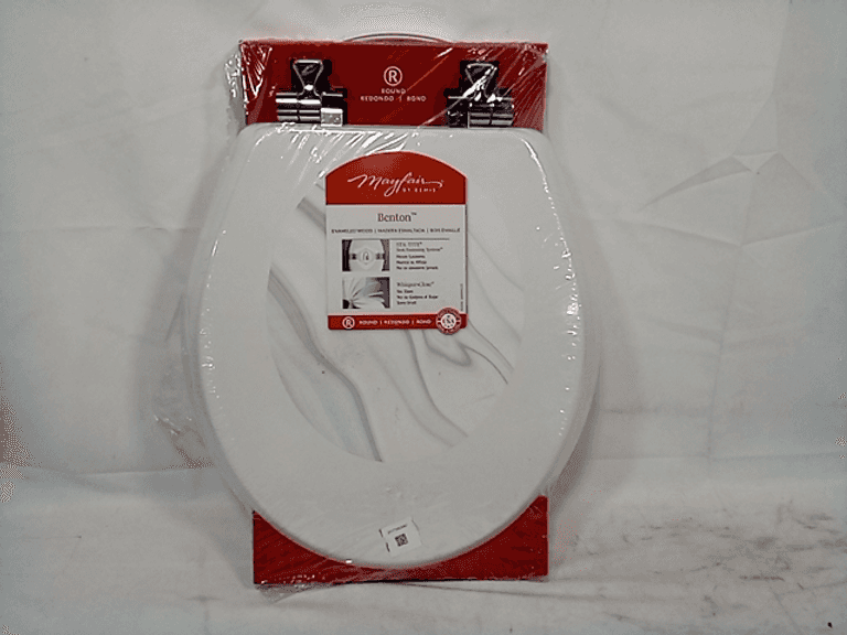 Mayfair Bemis White Round Wood Core Toilet Seat w/Whisper Close Dutch