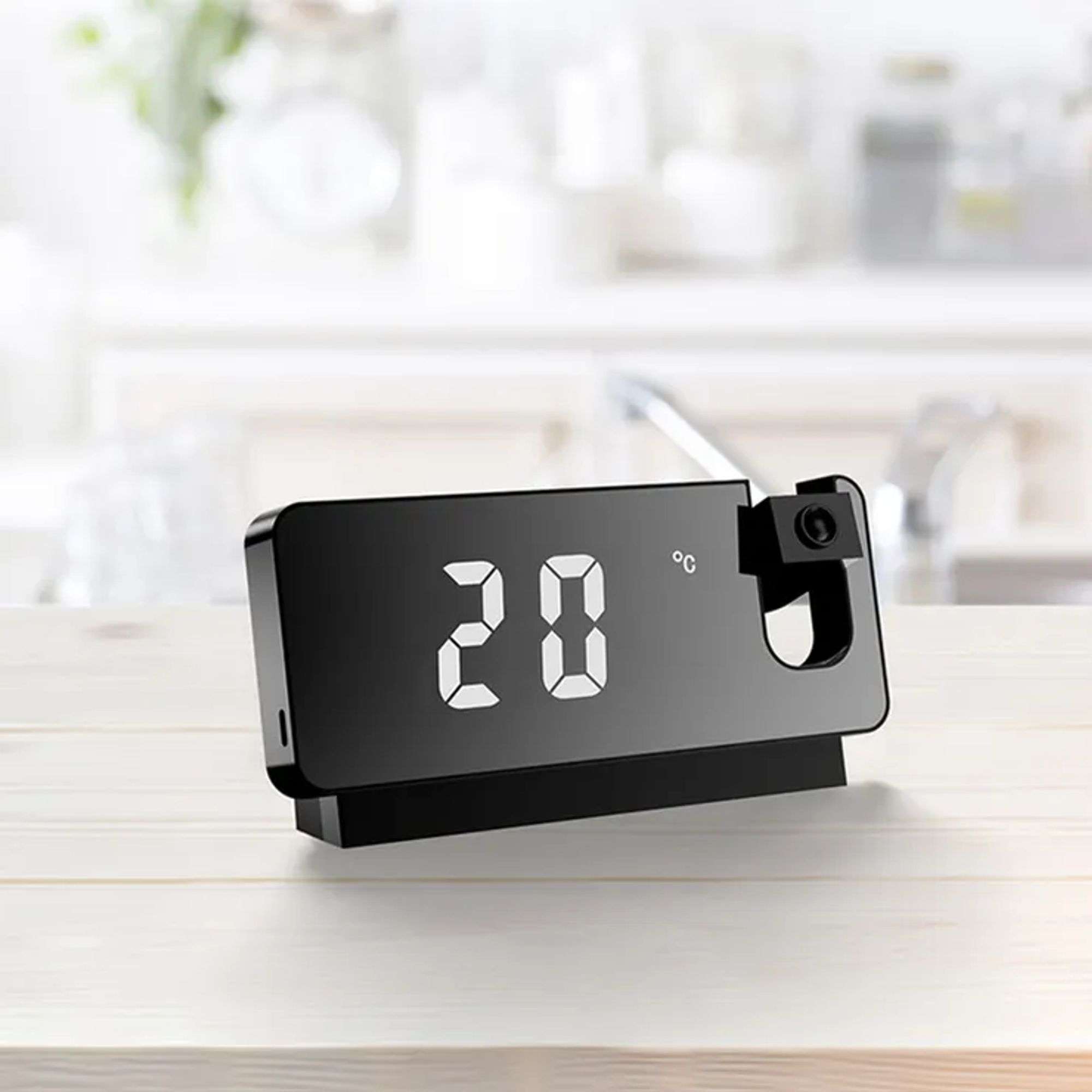 LED Projection Clock, S282A, Black, White - Dutch Goat