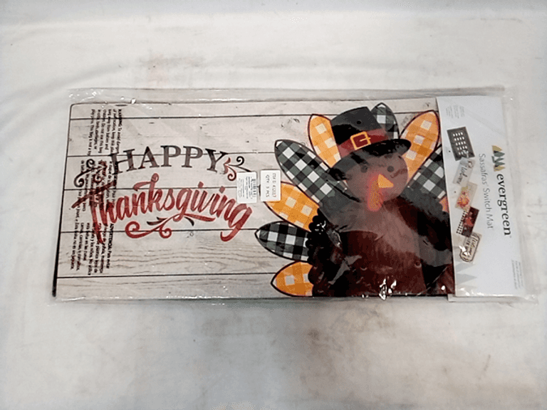 Evergreen Happy Thanksgiving Pilgrim Turkey Sassafras Switch Mat, 3
