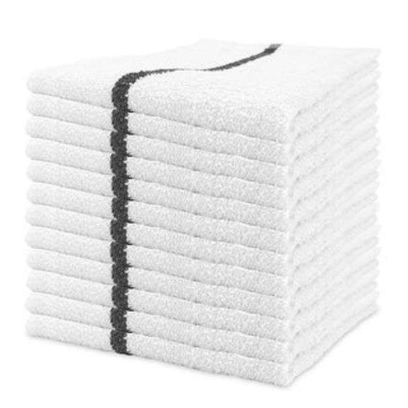 Qwick Wick Black Stripe Utility Terry Towels, 16"x19" 32oz 1Dozen