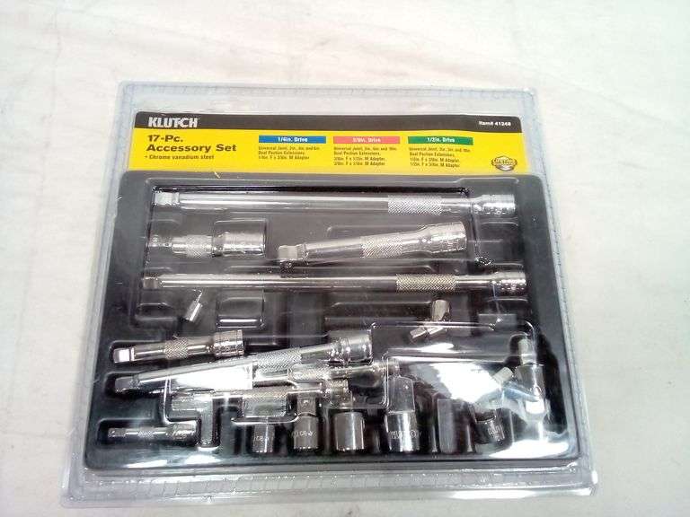 Dutch And Ratch Klutch 41248, 17-Piece Ratchet Accessory Set, Silver, Black - Dutch Goat