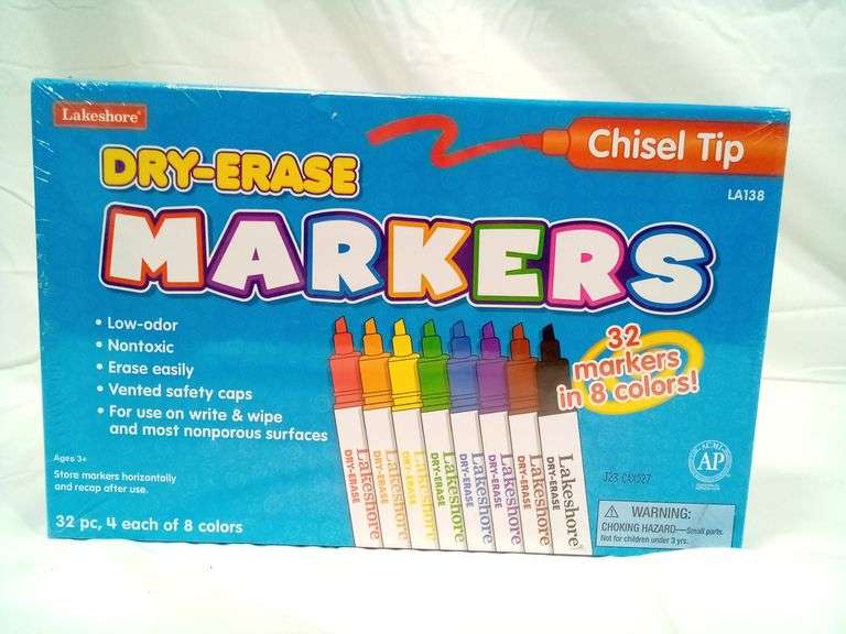 Lakeshore DryErase Chisel Tip Markers 32 Piece (4 each of 8 Colors
