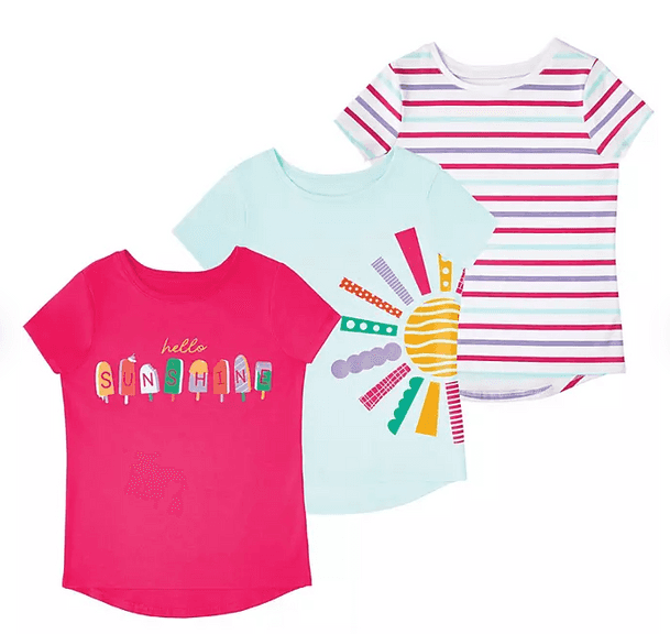 Member's Mark, 3 Pack Hello Sunshine Girls Short Sleeve Graphic Tees, Medium