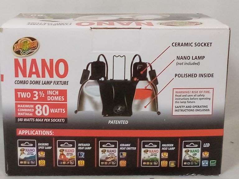 Zoo Med Nano 3.5" Combo Dome Lamp Fixture – 80W (40W Max per Socket)