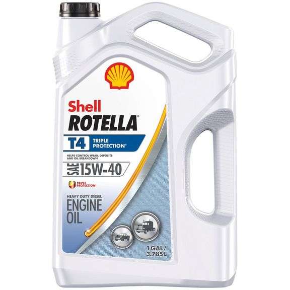 Lot Of 2 Shell, Rotella T4 Triple Protection Diesel Engine Oil 15W-40, 128 Oz