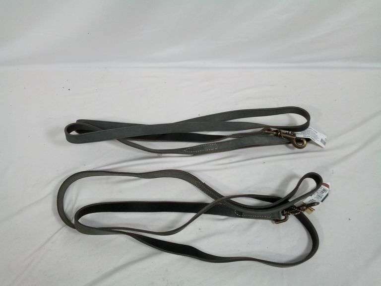 Lot Of 2 Circle T, Rustic Leather Town Dog Leash, Slate Gray, 6'