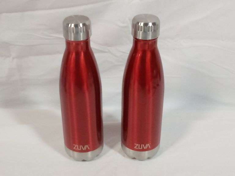 Lot of 2 Zuva Insulated Double Wall Vacuum Stainless Steel Water Bottle – 17oz