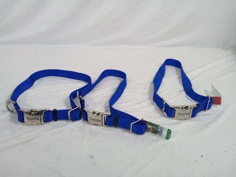 Lot of 3 Coastal Adjustable Dog Collar – Blue Size: L (18"-26")