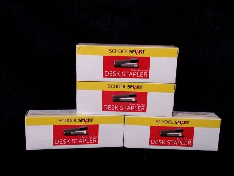 Lot Of 4 School Smart, Full Strip Desk Stapler, Non Skid Base, 1 Piece