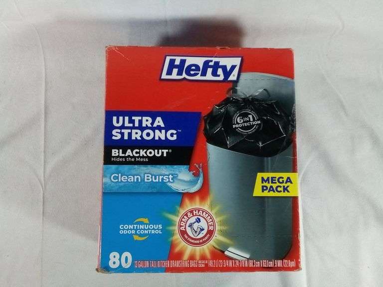 Hefty Ultra Strong Tall Kitchen Trash Bags, Clean Burst Scent, 13