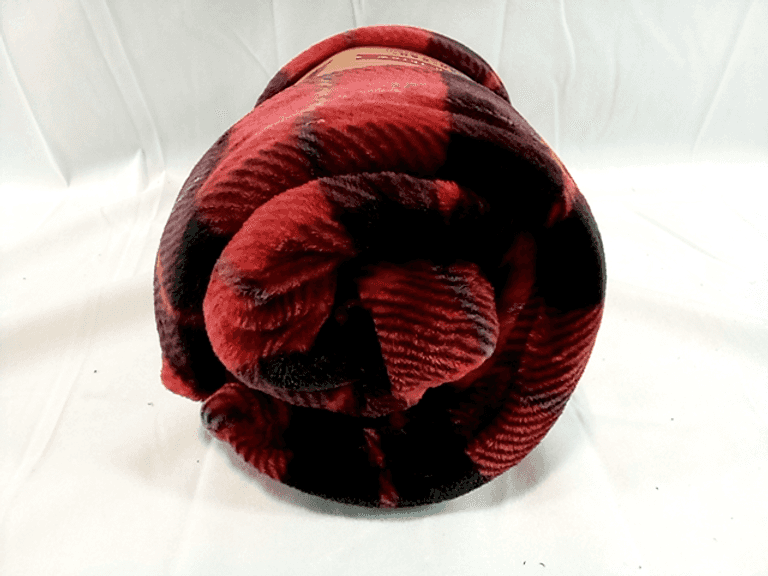 DII Coperta Plaid In Cotone Riciclato 127x152 Cm - Collezione Cozy Christmas - Rosso Con Frange - Per Divano, Letto, Picnic