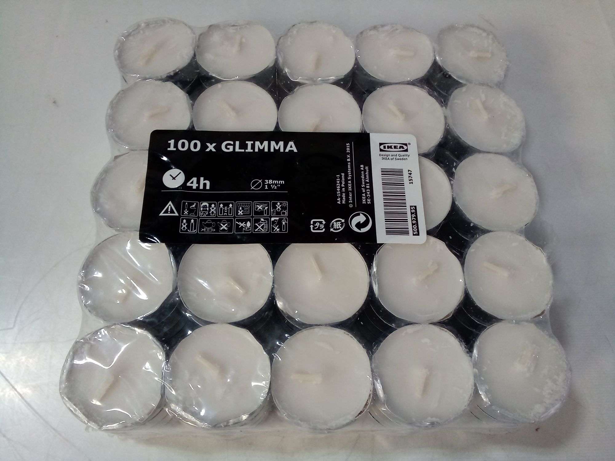 GLIMMA unscented candle in metal cup, 9 hr - Germany
