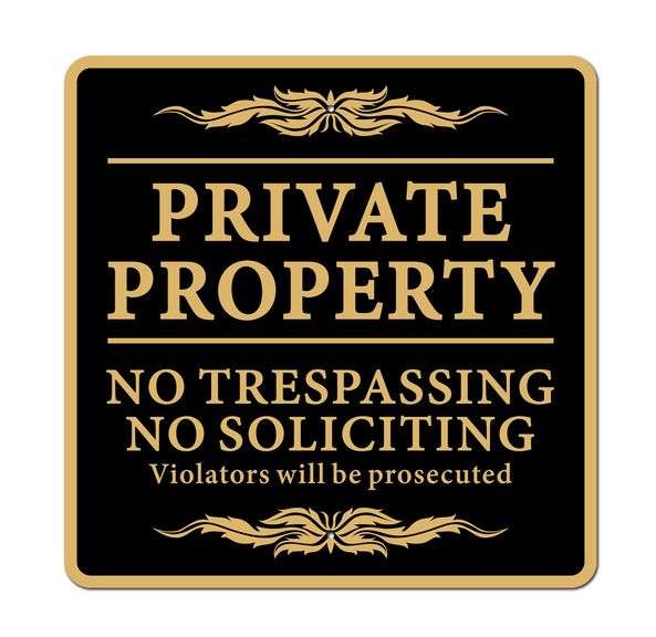 Privateigentum-Schild Aus Aluminium – No Trespassing Warnschild In Schwarz-Gold, 25x35 Cm (2 Stück)